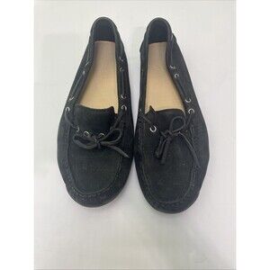 Cole Haan Gunnison Loafers Moccasins Boat Shoe Blk Suede Women Sz 6.5